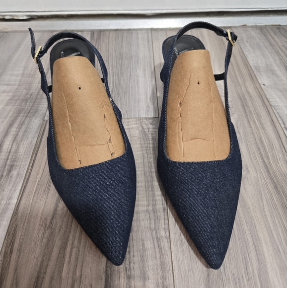 Worthington Womens Safira Pointed Toe Kitten Heel Pumps Sz 10 Denim - Picture 3 of 11